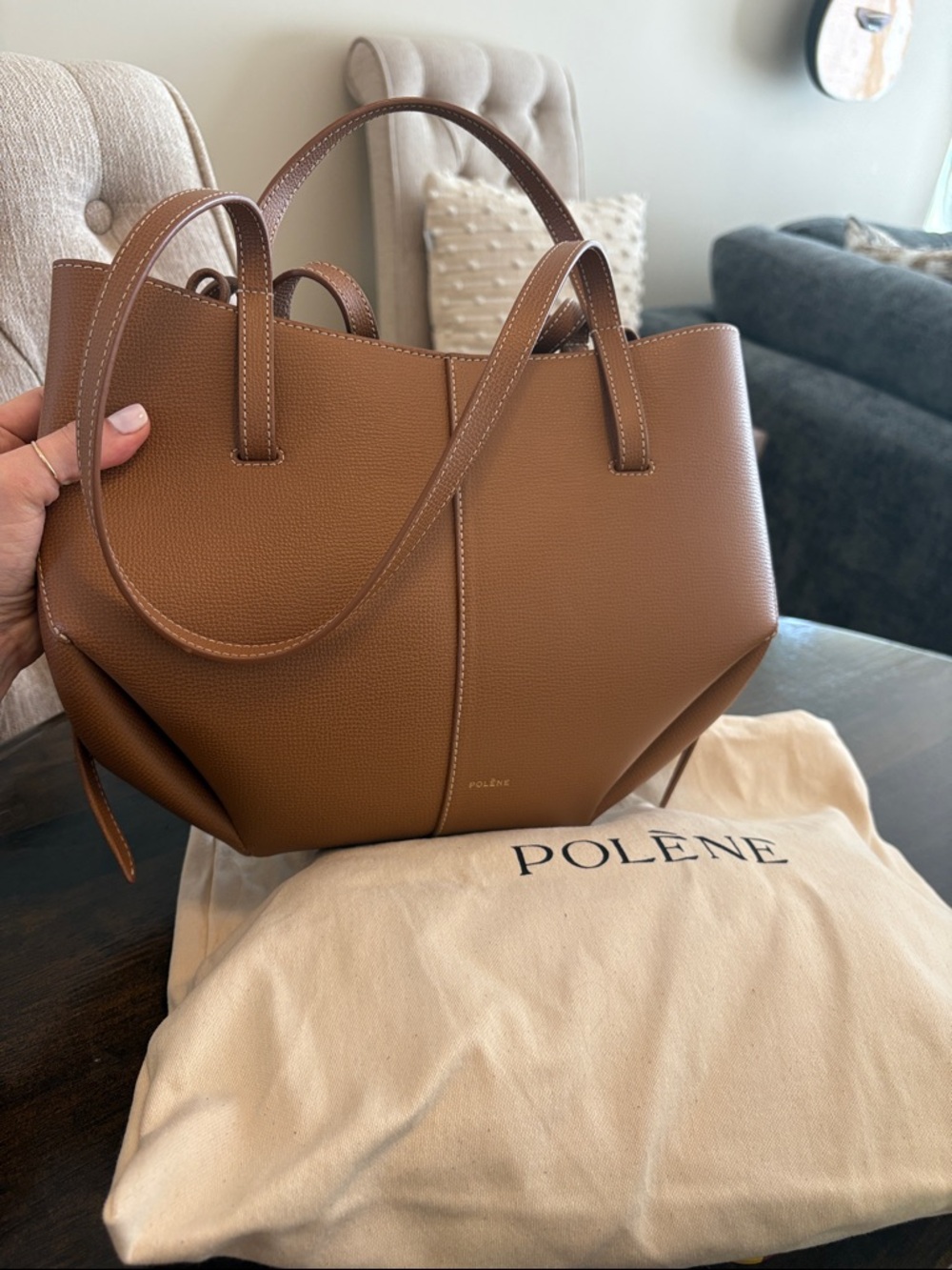 Polène Mini Cyme bag in camel